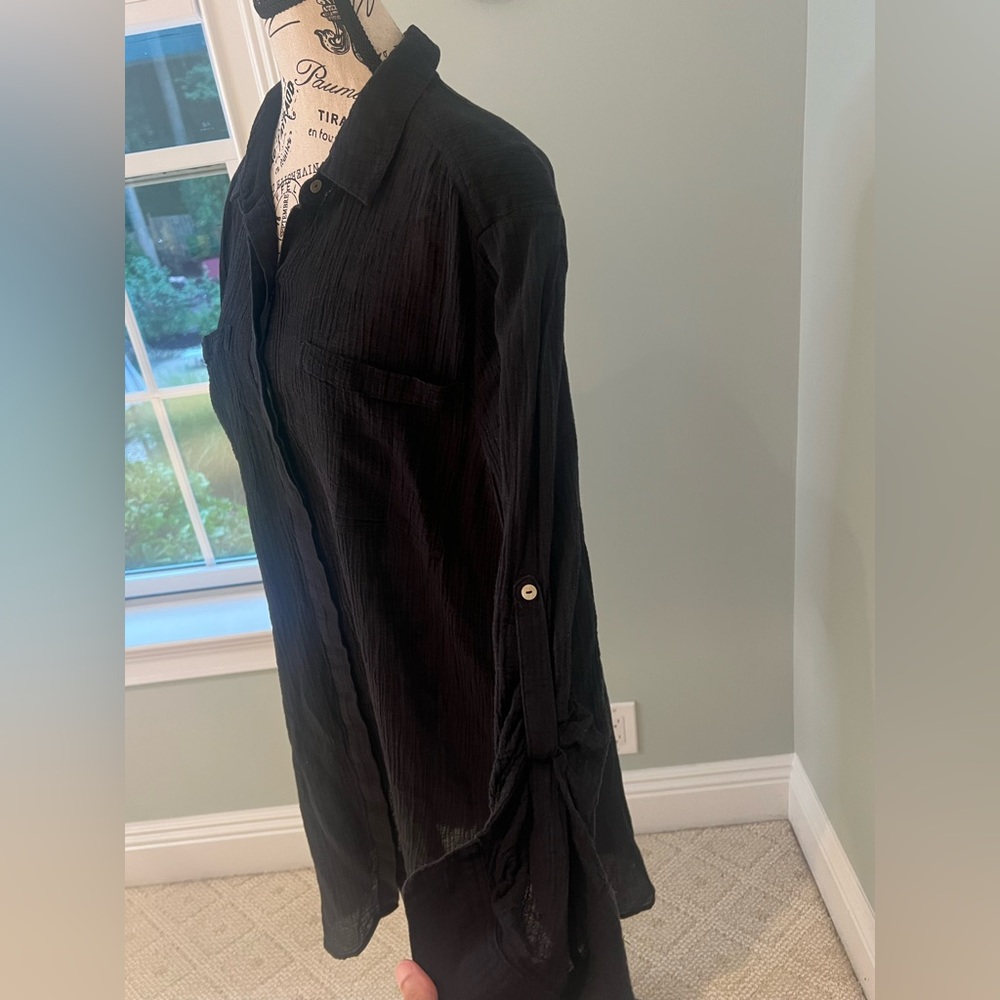 Seafolly Australia Crinkle Twill Beach Shirt  | Black | Size S | Like New - Picture 7 of 14